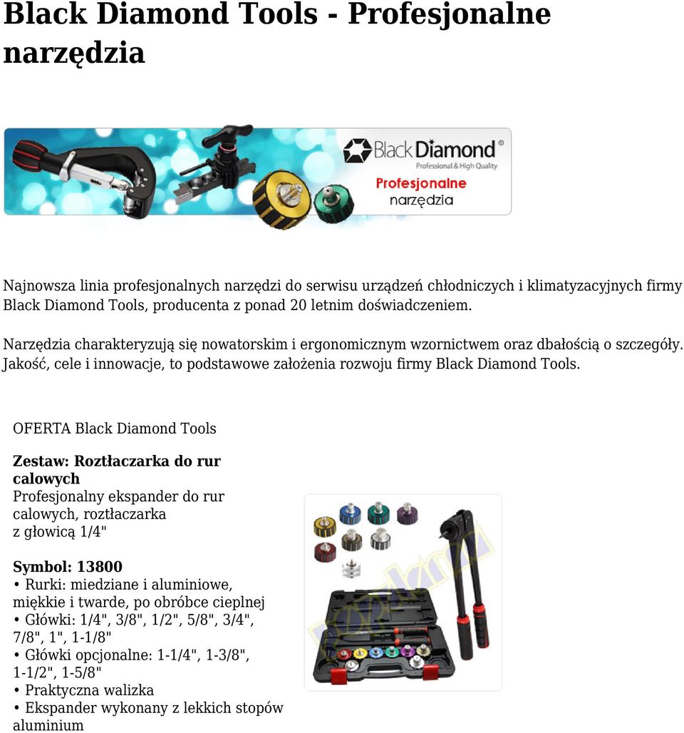 Jakość, cele i innowacje, to podstawowe założenia rozwoju firmy Black Diamond Tools.