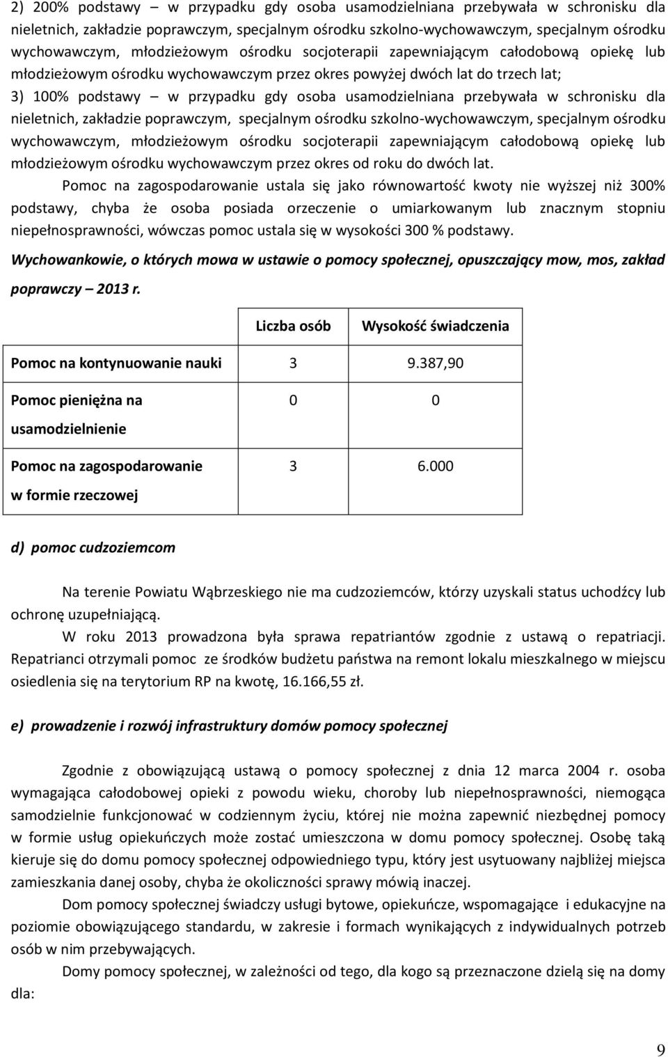 usamodzielniana przebywała w schronisku dla nieletnich, zakładzie poprawczym, specjalnym ośrodku szkolno-wychowawczym, specjalnym ośrodku wychowawczym, młodzieżowym ośrodku socjoterapii zapewniającym