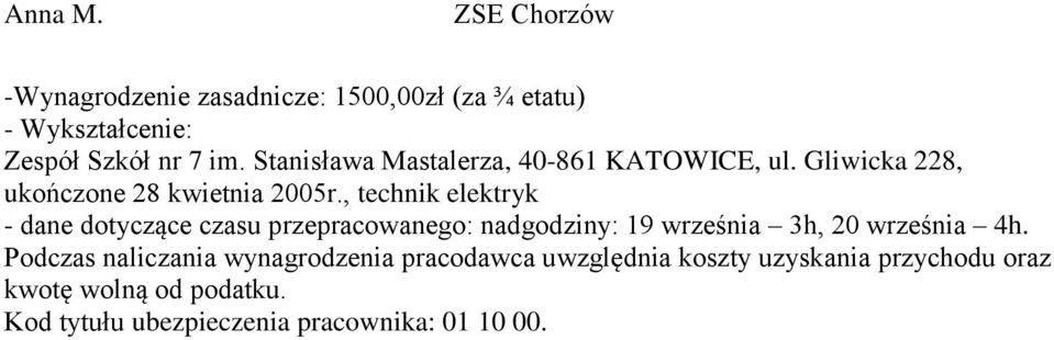 Gliwicka 228, ukończone 28 kwietnia 2005r.