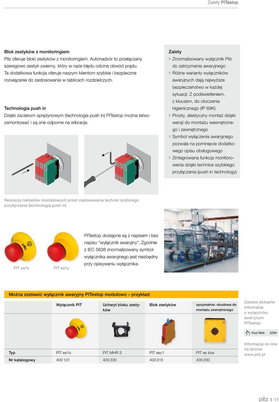 Technologia push in Dzięki zaciskom sprężynowym (technologia push in) PITestop można łatwo zamontować i są one odporne na wibracje.