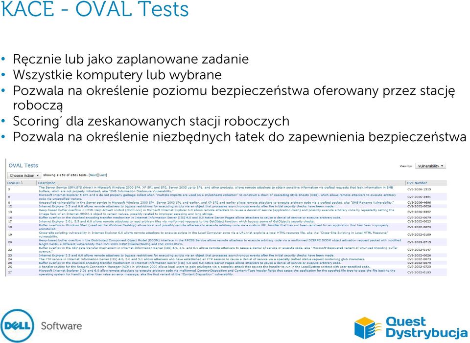 oferowany przez stację roboczą Scoring dla zeskanowanych stacji