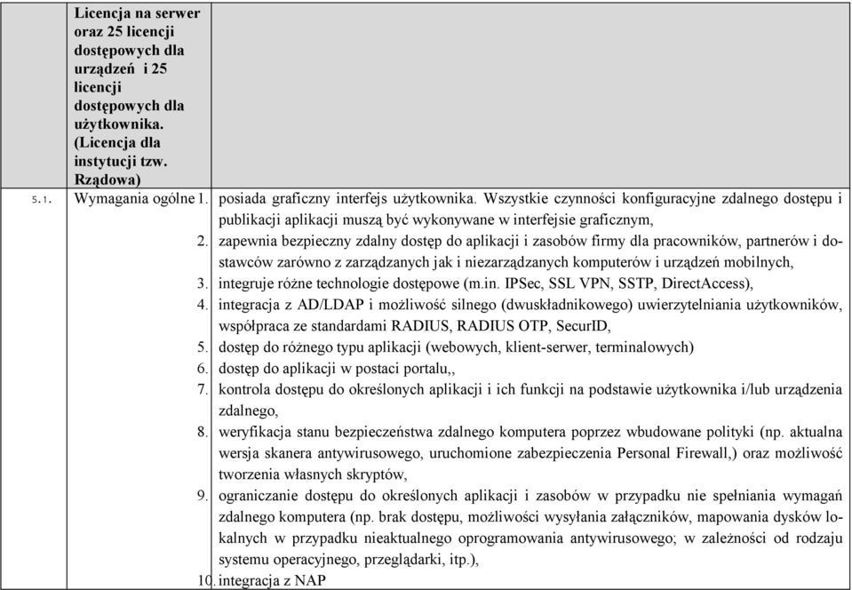 dla pracowników, partnerów i dostawców zarówno z zarządzanych jak i niezarządzanych komputerów i urządzeń mobilnych, 3 integruje różne technologie dostępowe (min IPSec, SSL VPN, SSTP, DirectAccess),