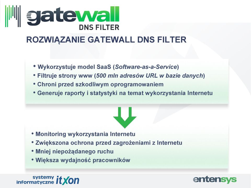 Generuje raporty i statystyki na temat wykorzystania Internetu Monitoring wykorzystania