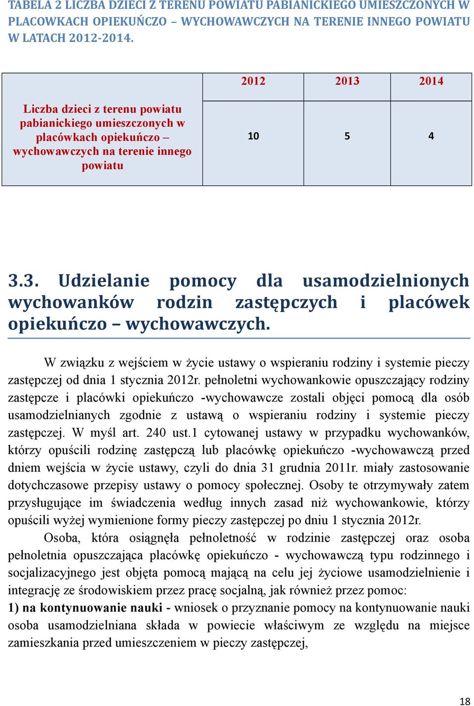 W związku z wejściem w życie ustawy o wspieraniu rodziny i systemie pieczy zastępczej od dnia 1 stycznia 2012r.