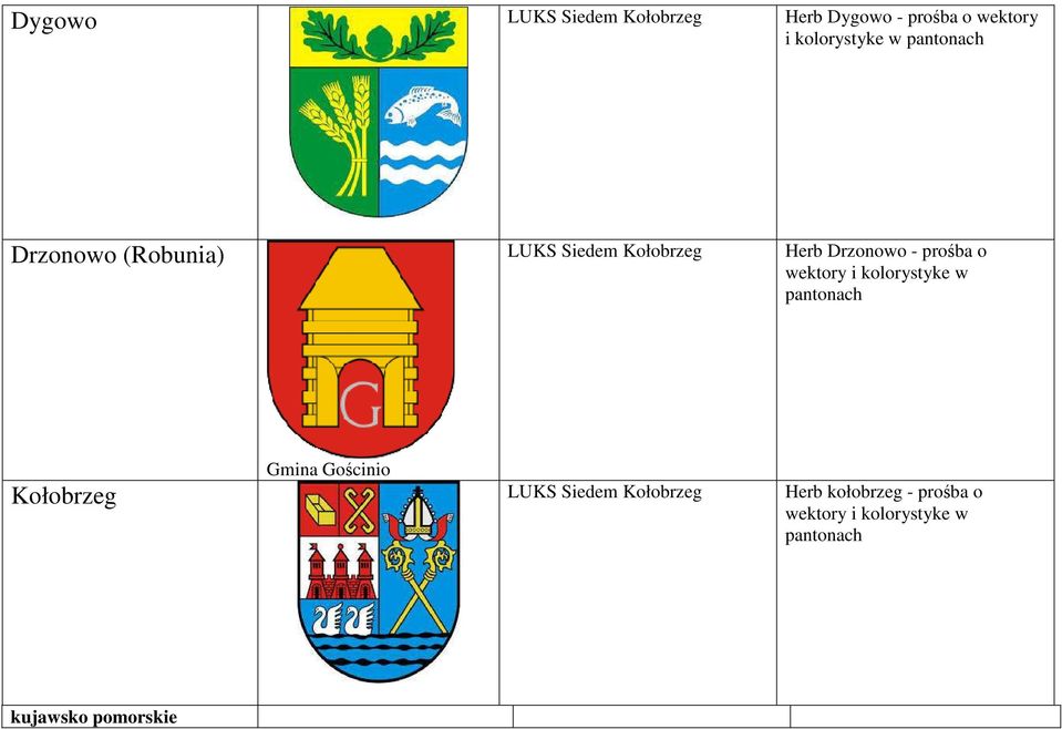 Herb Drzonowo - prośba o Gmina Gościnio Kołobrzeg LUKS