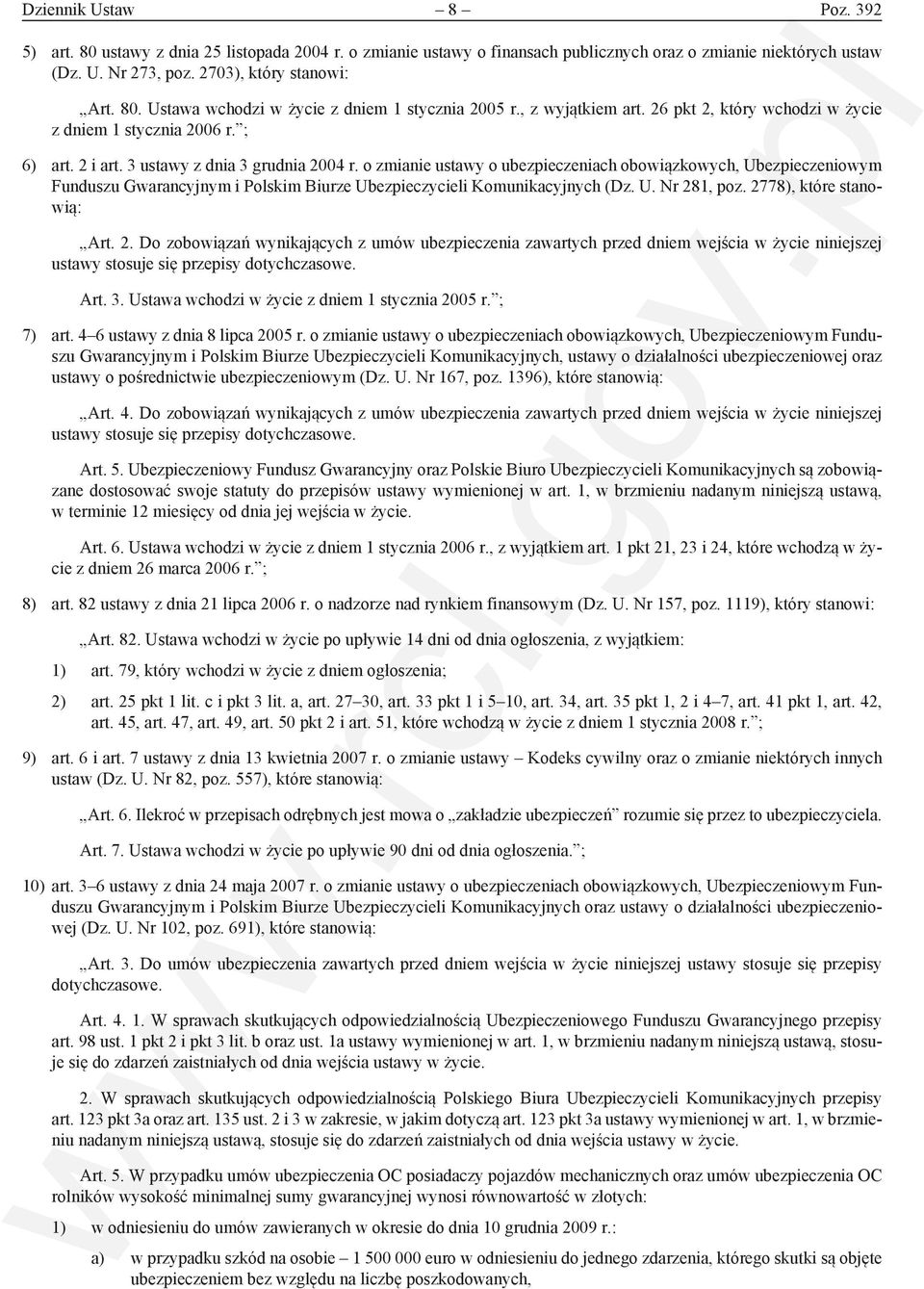 o zmianie ustawy o ubezpieczeniach obowiązkowych, Ubezpieczeniowym Funduszu Gwarancyjnym i Polskim Biurze Ubezpieczycieli Komunikacyjnych (Dz. U. Nr 28