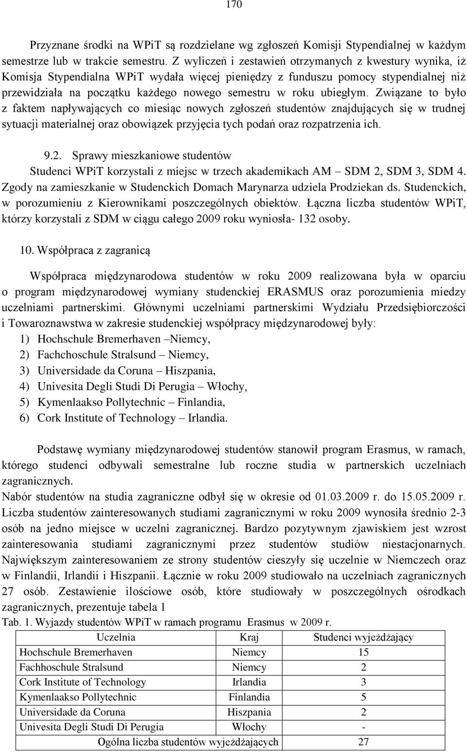 ubiegłym. Związane to było z faktem napływających co miesiąc nowych zgłoszeń studentów znajdujących się w trudnej sytuacji materialnej oraz obowiązek przyjęcia tych podań oraz rozpatrzenia ich. 9.2.