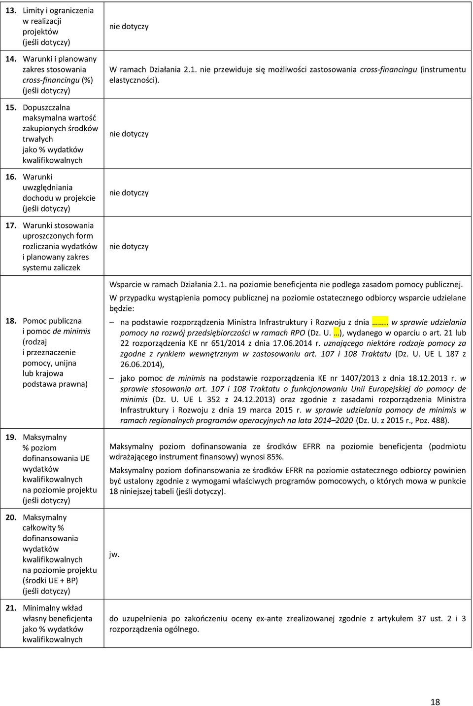 Warunki stosowania uproszczonych form rozliczania wydatków i planowany zakres systemu zaliczek 18.