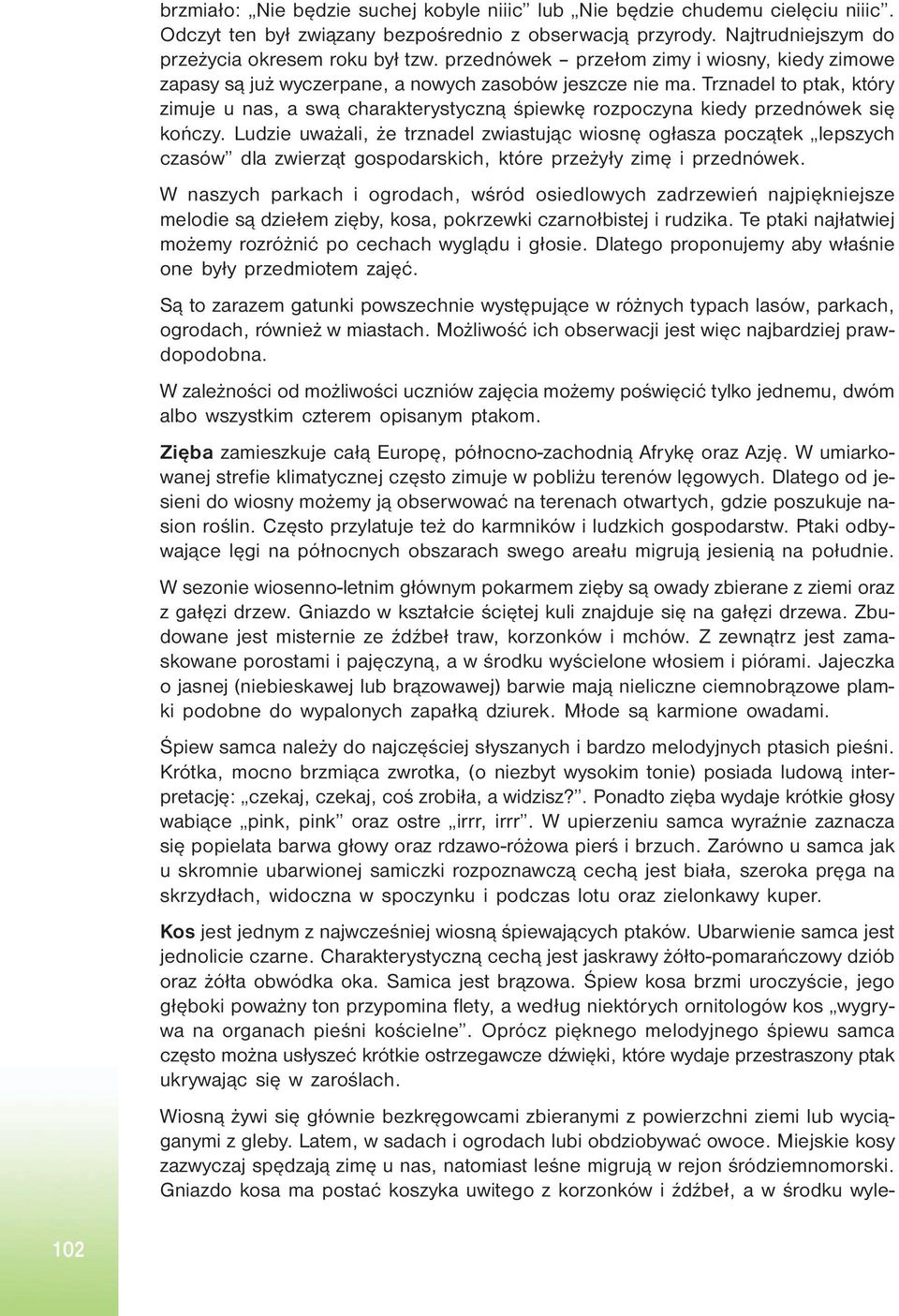 Trznadel to ptak, który zimuje u nas, a swą charakterystyczną śpiewkę rozpoczyna kiedy przednówek się kończy.