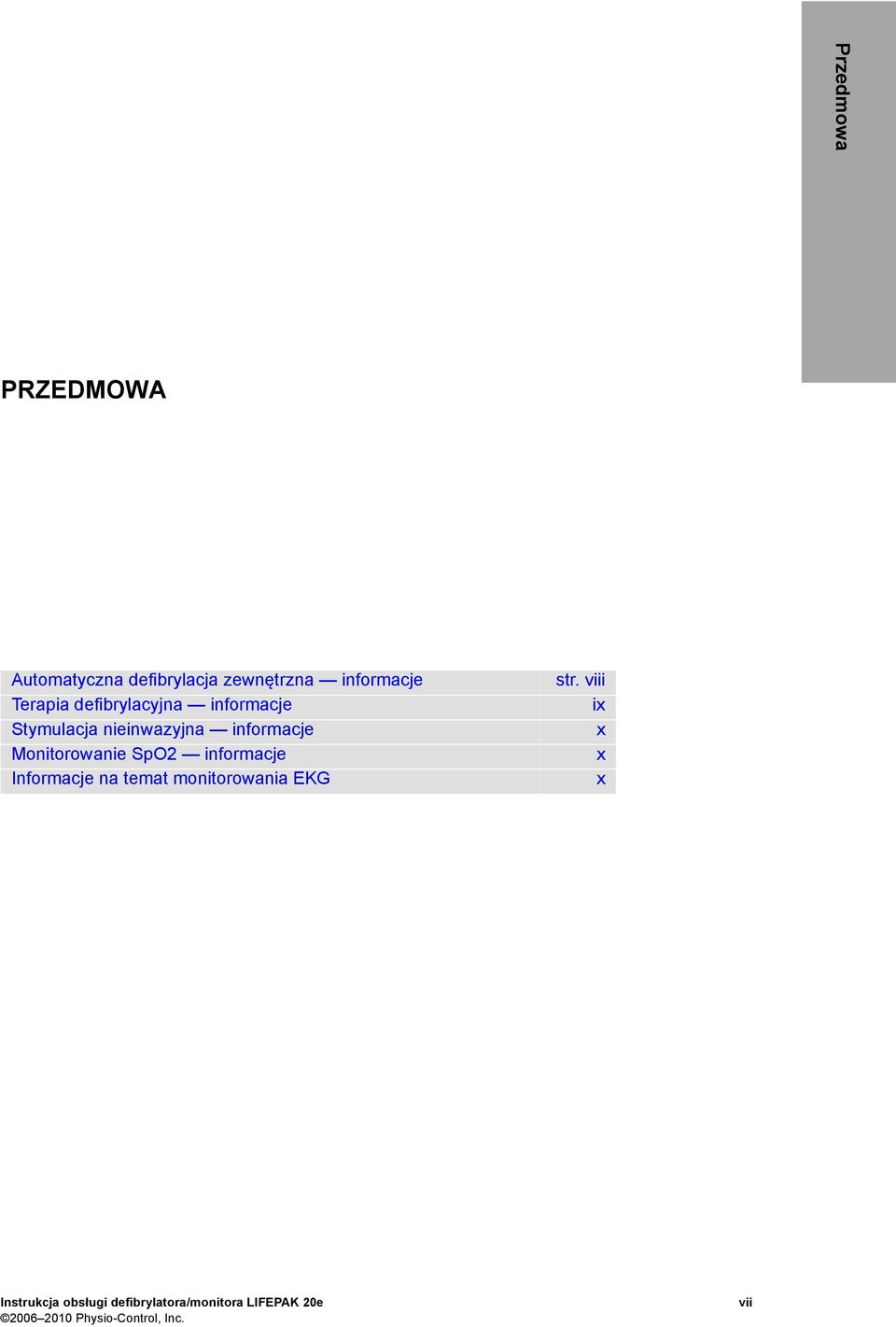 SpO2 informacje Informacje na temat monitorowania EKG str.