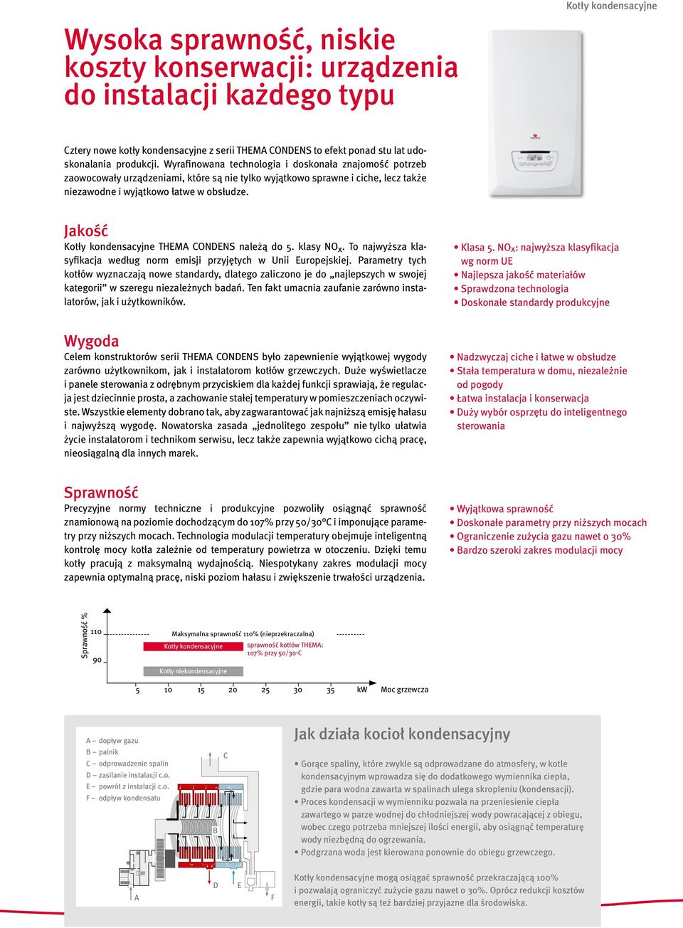 JakoÊç Kotły kondensacyjne THEMA CONDENS nale à do 5. klasy NO x. To najwy sza klasyfikacja według norm emisji przyj tych w Unii Europejskiej.
