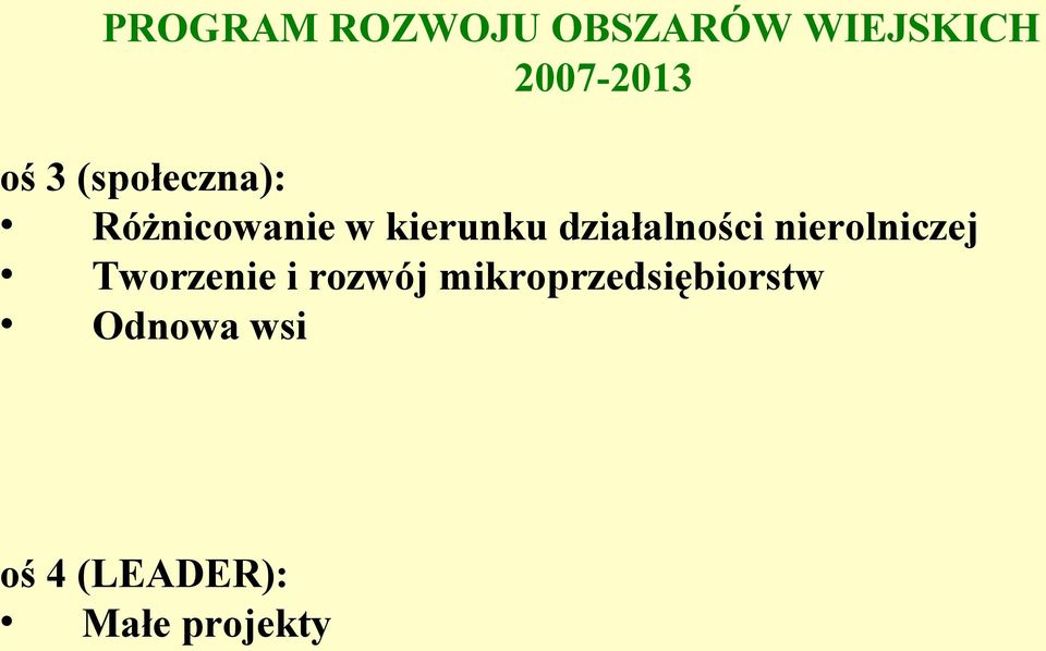 działalności nierolniczej Tworzenie i rozwój