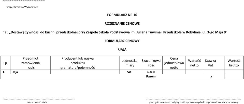 nazwa produktu gramatura/pojemność 1.