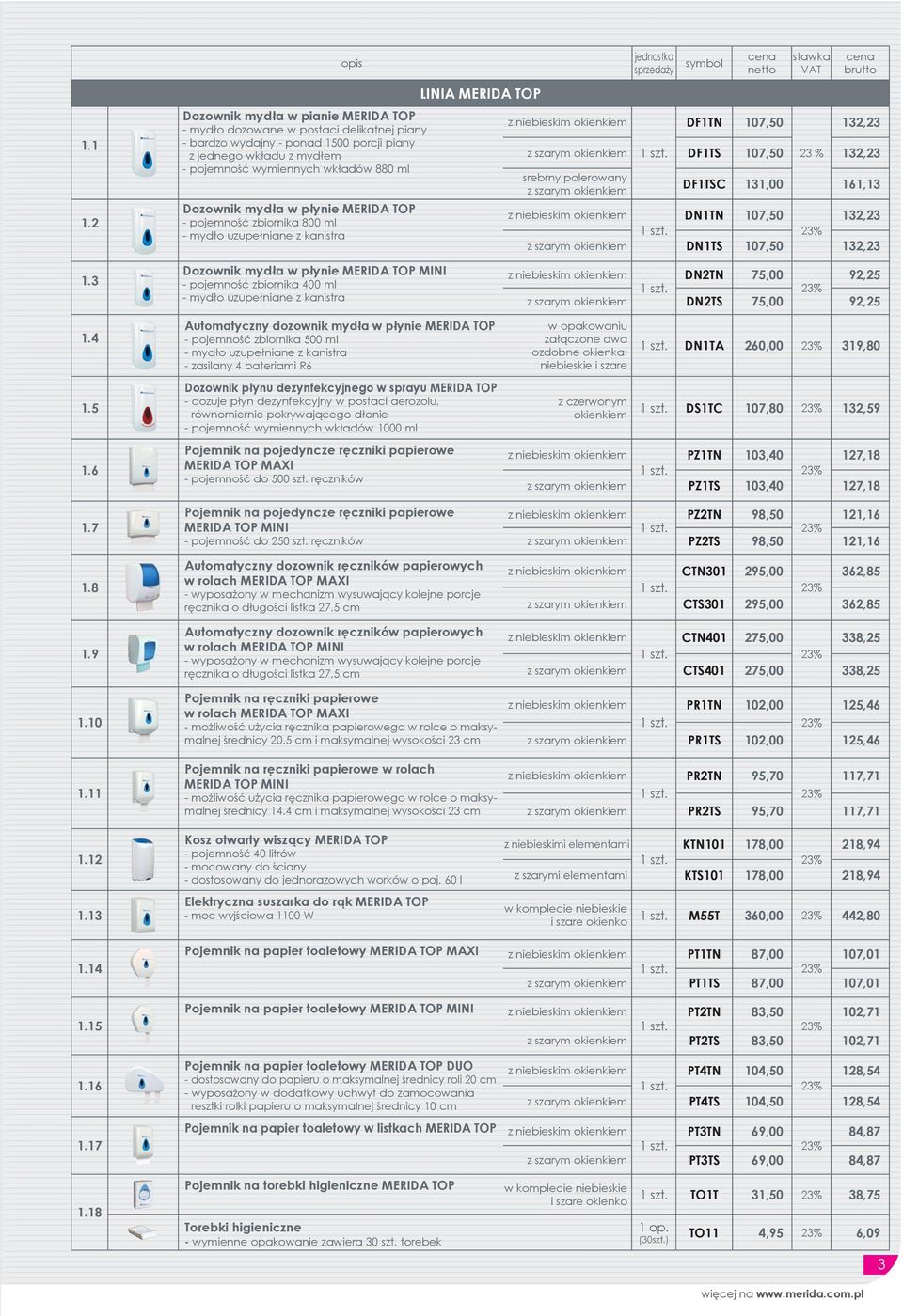 Dozownik mydła w płynie MERIDA TOP - pojemność zbiornika 800 ml - mydło uzupełniane z kanistra LINIA MERIDA TOP z niebieskim okienkiem DF1TN 107,50 132,23 z szarym okienkiem DF1TS 107,50 23 % 132,23