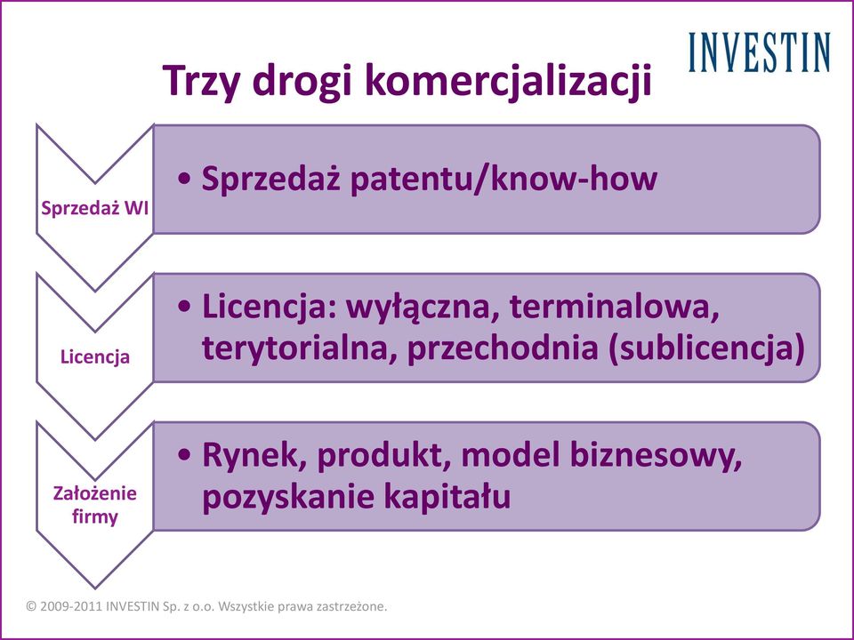 terminalowa, terytorialna, przechodnia (sublicencja)