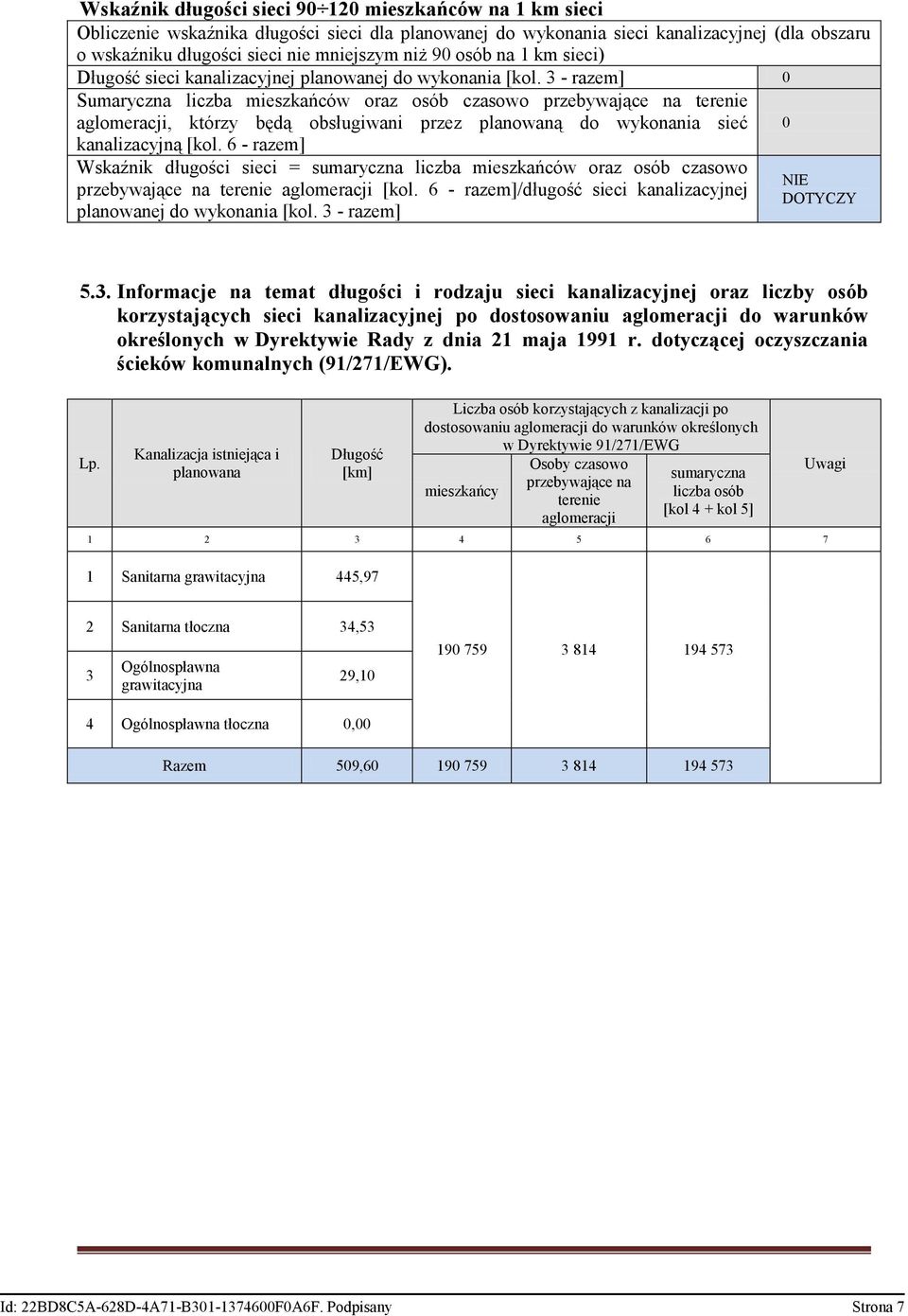 3 - razem] 0 Sumaryczna liczba mieszkańców oraz osób czasowo przebywające na terenie aglomeracji, którzy będą obsługiwani przez planowaną do wykonania sieć 0 kanalizacyjną [kol.