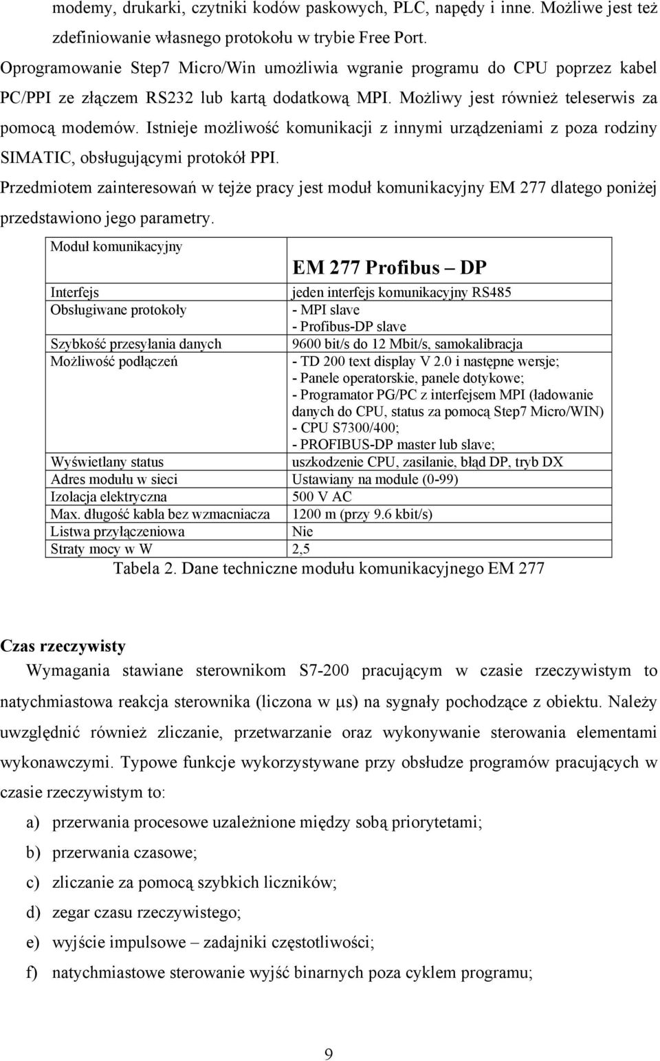 Istnieje możliwość komunikacji z innymi urządzeniami z poza rodziny SIMATIC, obsługującymi protokół PPI.