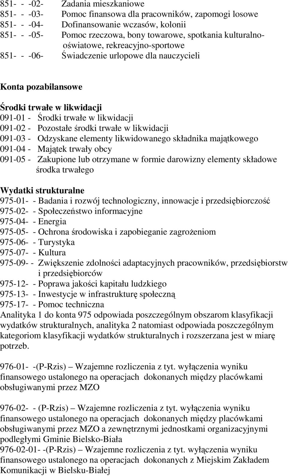 trwałe w likwidacji 091-03 - Odzyskane elementy likwidowanego składnika majątkowego 091-04 - Majątek trwały obcy 091-05 - Zakupione lub otrzymane w formie darowizny elementy składowe środka trwałego