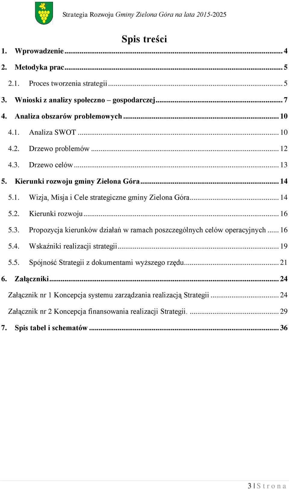 3. Propozycja kierunków działań w ramach poszczególnych celów operacyjnych... 16 5.4. Wskaźniki realizacji strategii... 19 5.5. Spójność Strategii z dokumentami wyższego rzędu... 21 6.