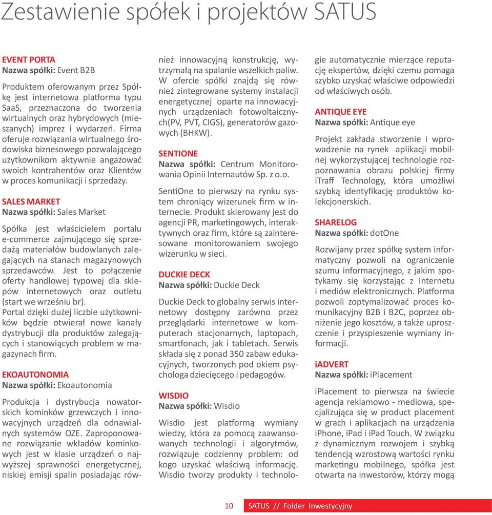 Firma oferuje rozwiązania wirtualnego środowiska biznesowego pozwalającego użytkownikom aktywnie angażować swoich kontrahentów oraz Klientów w proces komunikacji i sprzedaży.