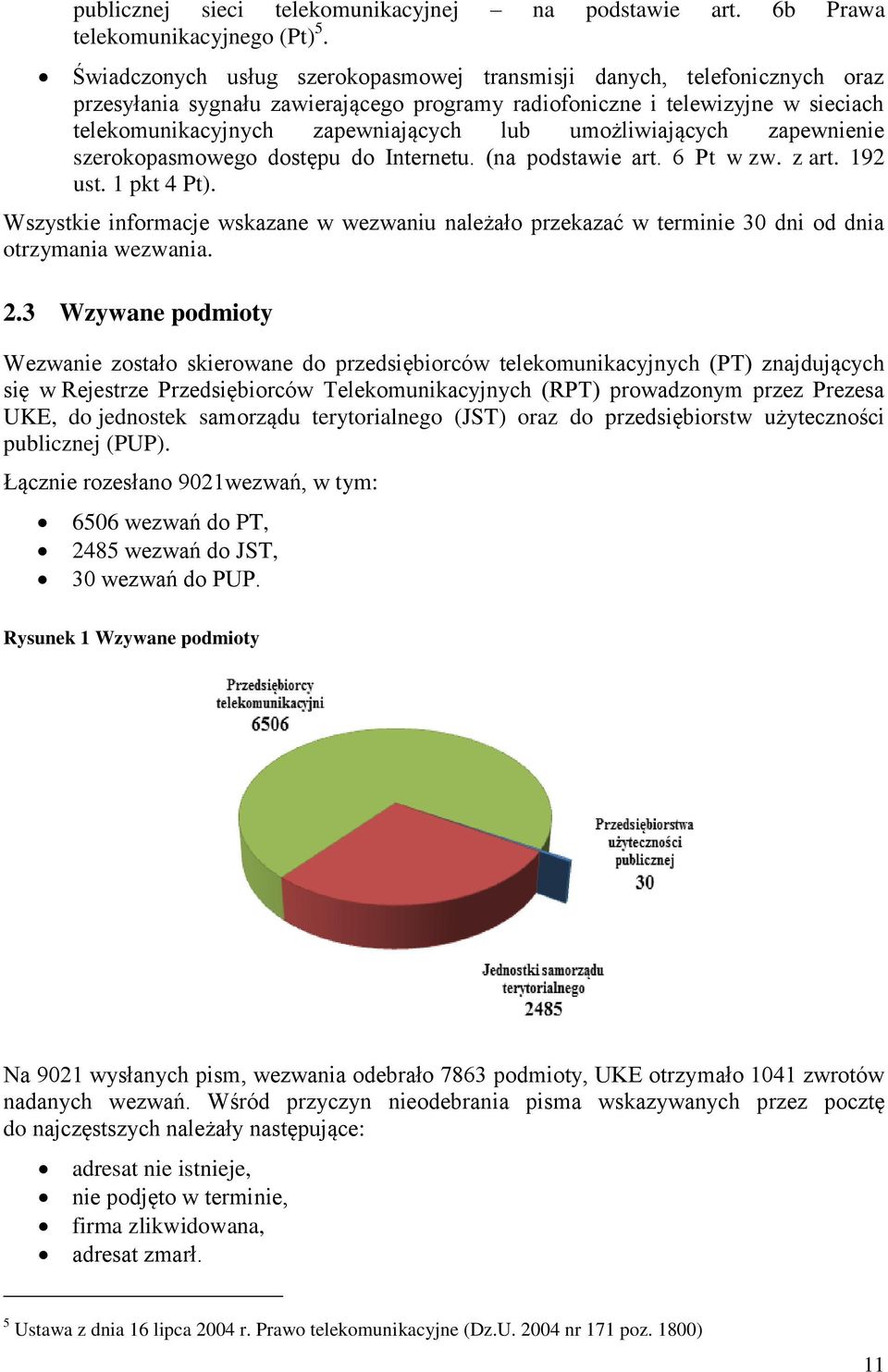 umożliwiających zapewnienie szerokopasmowego dostępu do Internetu. (na podstawie art. 6 Pt w zw. z art. 192 ust. 1 pkt 4 Pt).