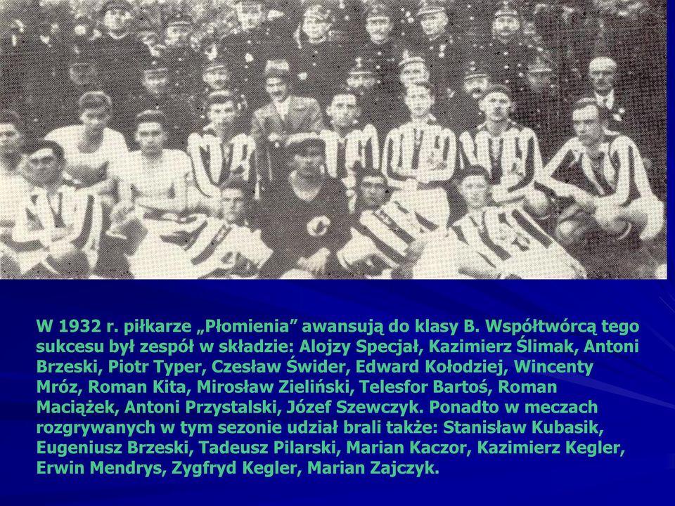 Edward Kołodziej, Wincenty Mróz, Roman Kita, Mirosław Zieliński, Telesfor Bartoś, Roman Maciążek, Antoni Przystalski, Józef