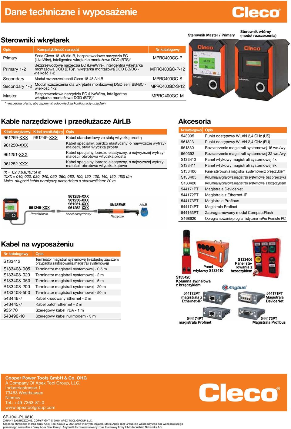 rozszerzenia serii Cleco 18-48 AirLB MPRO400GC-S Moduł rozszerzenia dla wkrętarki montażowej DGD serii BB/BC - Secondary 1-2 wielkość 1-2 MPRO400GC-S-12 Master Bezprzewodowe narzędzia EC (LiveWire),