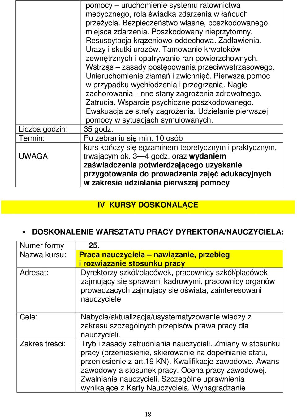 Wstrząs zasady postępowania przeciwwstrząsowego. Unieruchomienie złamań i zwichnięć. Pierwsza pomoc w przypadku wychłodzenia i przegrzania. Nagłe zachorowania i inne stany zagrożenia zdrowotnego.