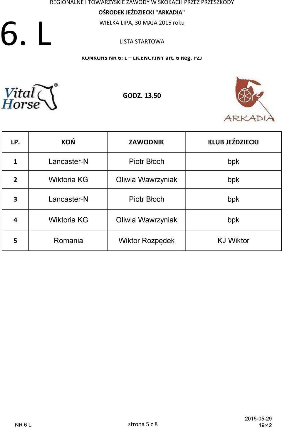 Wawrzyniak bpk 3 Lancaster-N Piotr Błoch bpk 4 Wiktoria KG