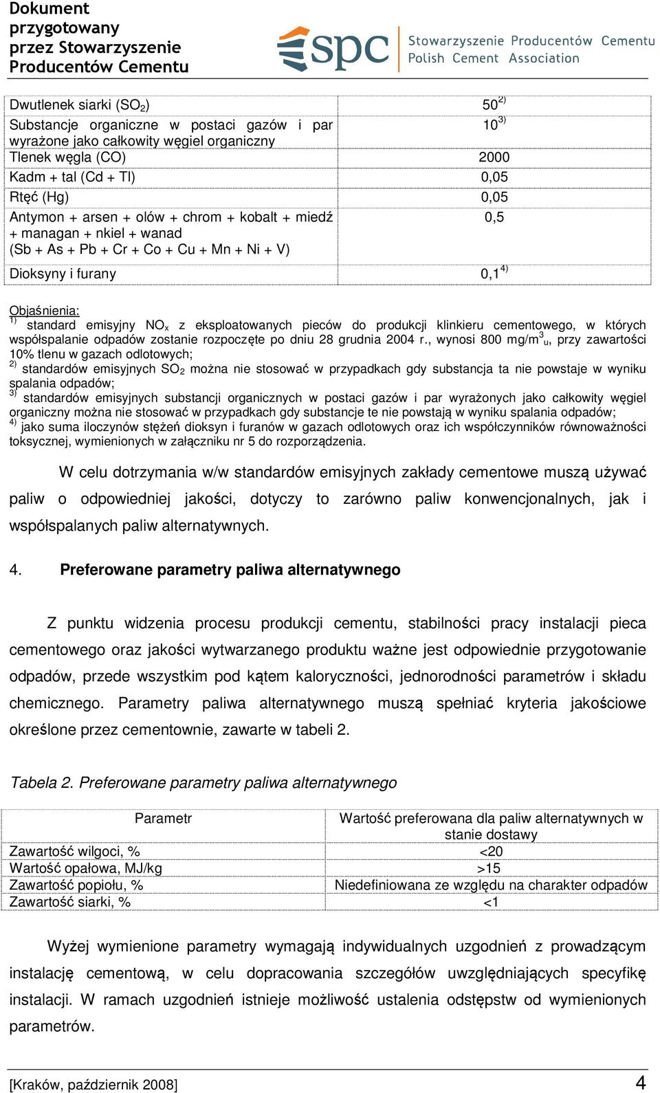 pieców do produkcji klinkieru cementowego, w których współspalanie odpadów zostanie rozpoczęte po dniu 28 grudnia 2004 r.