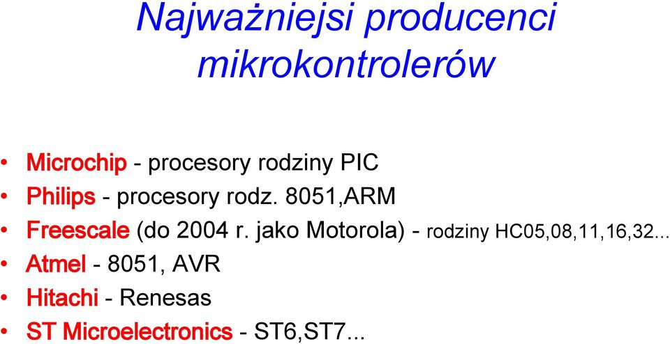 8051,ARM Freescale (do 2004 r.