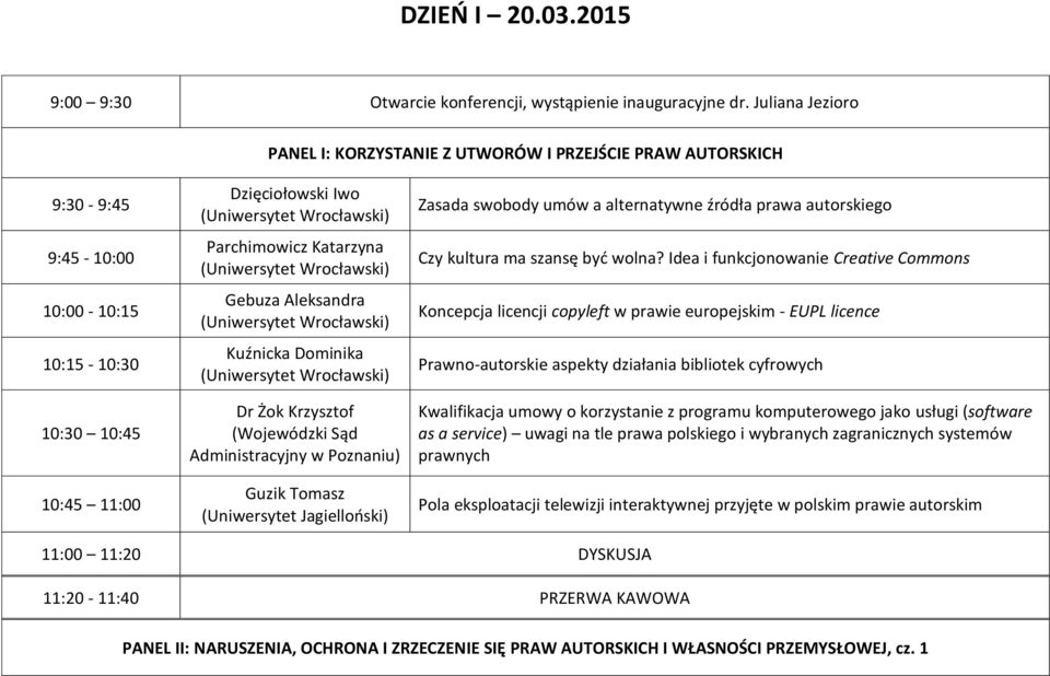 Aleksandra Kuźnicka Dominika Dr Żok Krzysztof (Wojewódzki Sąd Administracyjny w Poznaniu) Guzik Tomasz Zasada swobody umów a alternatywne źródła prawa autorskiego Czy kultura ma szansę być wolna?