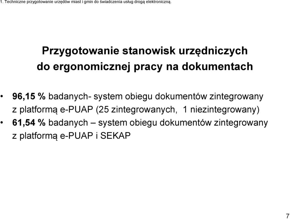 badanych- system obiegu dokumentów zintegrowany z platformą e-puap (25 zintegrowanych, 1