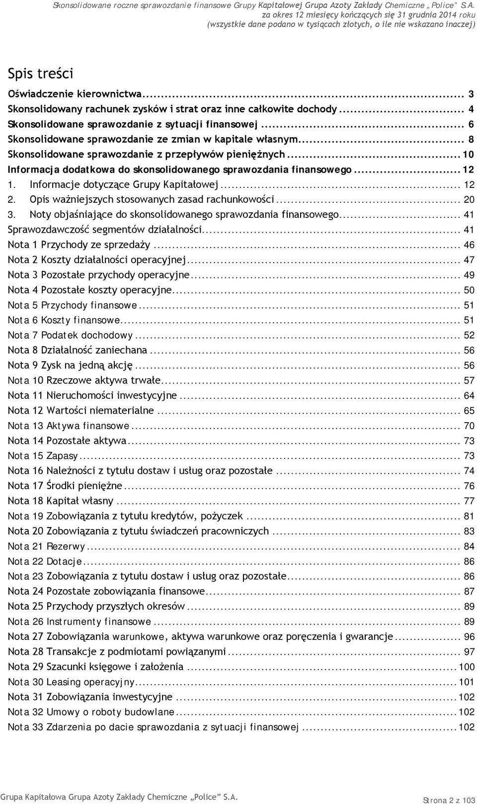 Informacje dotyczące Grupy Kapitałowej... 12 2. Opis ważniejszych stosowanych zasad rachunkowości... 20 3. Noty objaśniające do skonsolidowanego sprawozdania finansowego.