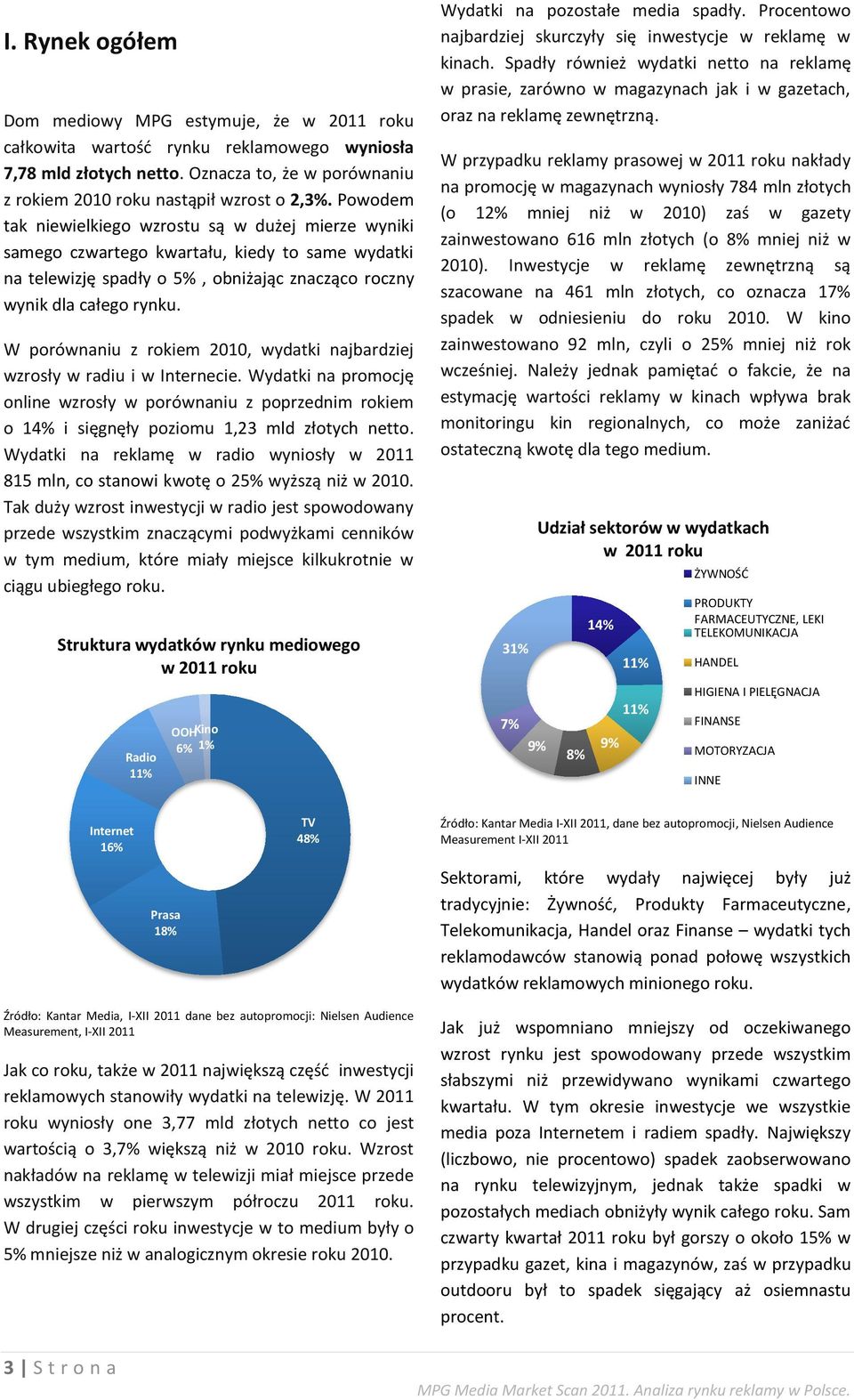 W porównaniu z rokiem, wydatki najbardziej wzrosły w radiu i w Internecie. Wydatki na promocję online wzrosły w porównaniu z poprzednim rokiem o 14% i sięgnęły poziomu 1,23 mld złotych netto.