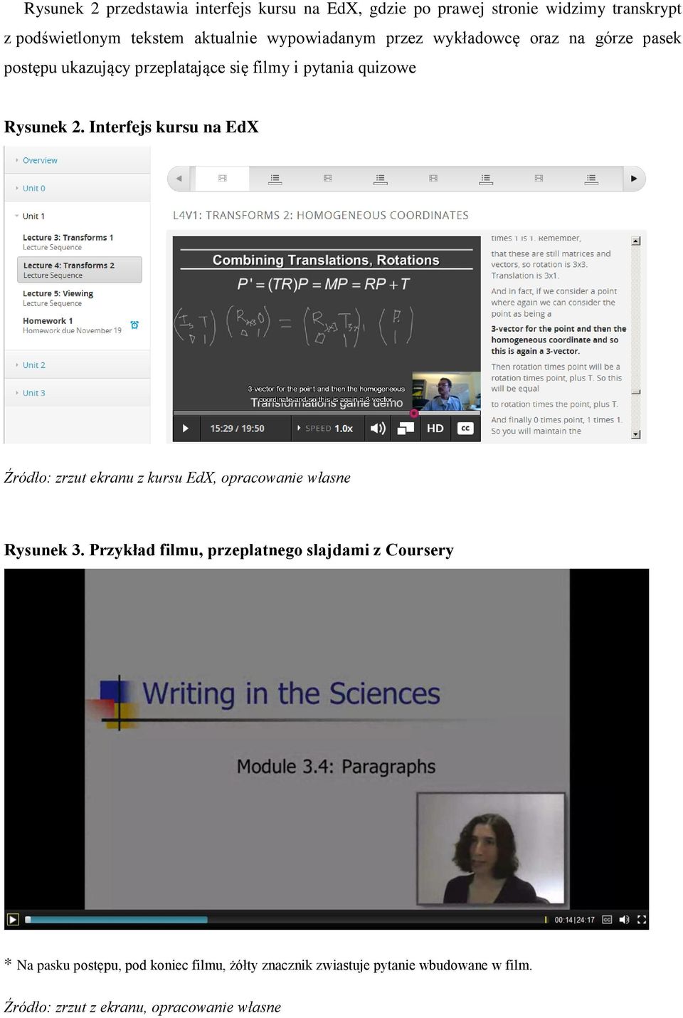 Interfejs kursu na EdX Źródło: zrzut ekranu z kursu EdX, opracowanie własne Rysunek 3.