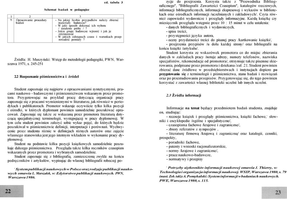 245-251 2.2 Rozpoznanie piśmiennictwa i źródeł Student zapoznaje się najpierw z opracowaniami syntetycznymi, pracami naukowo - badawczymi i piśmiennictwem wskazanym przez promotora.