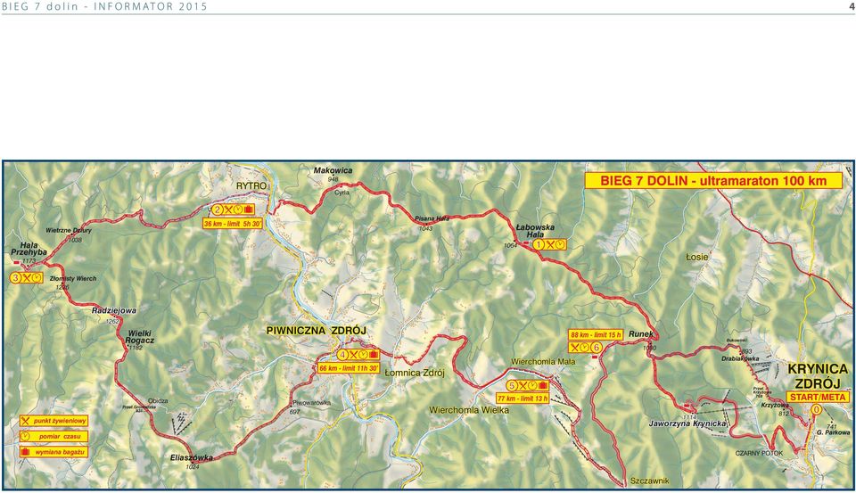 30 Runek Bukowinki 1080 893 Drabiakówka Wierchomla Mała Łomnica Zdrój 5 Obidza Piwowarówka Przeł.Gromadzka 931 697 punkt żywieniowy Przeł.