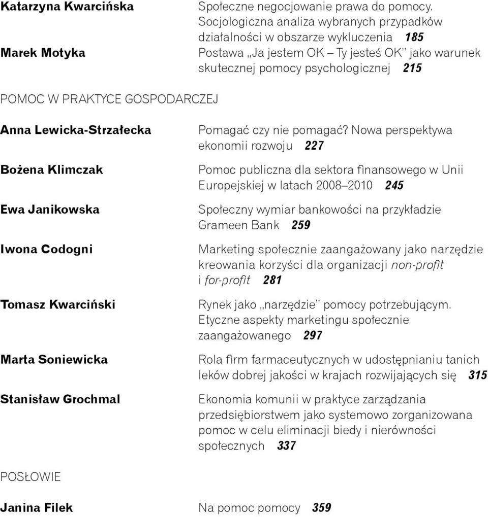 GOSPODARCZEJ Anna Lewicka-Strzałecka Pomagać czy nie pomagać?