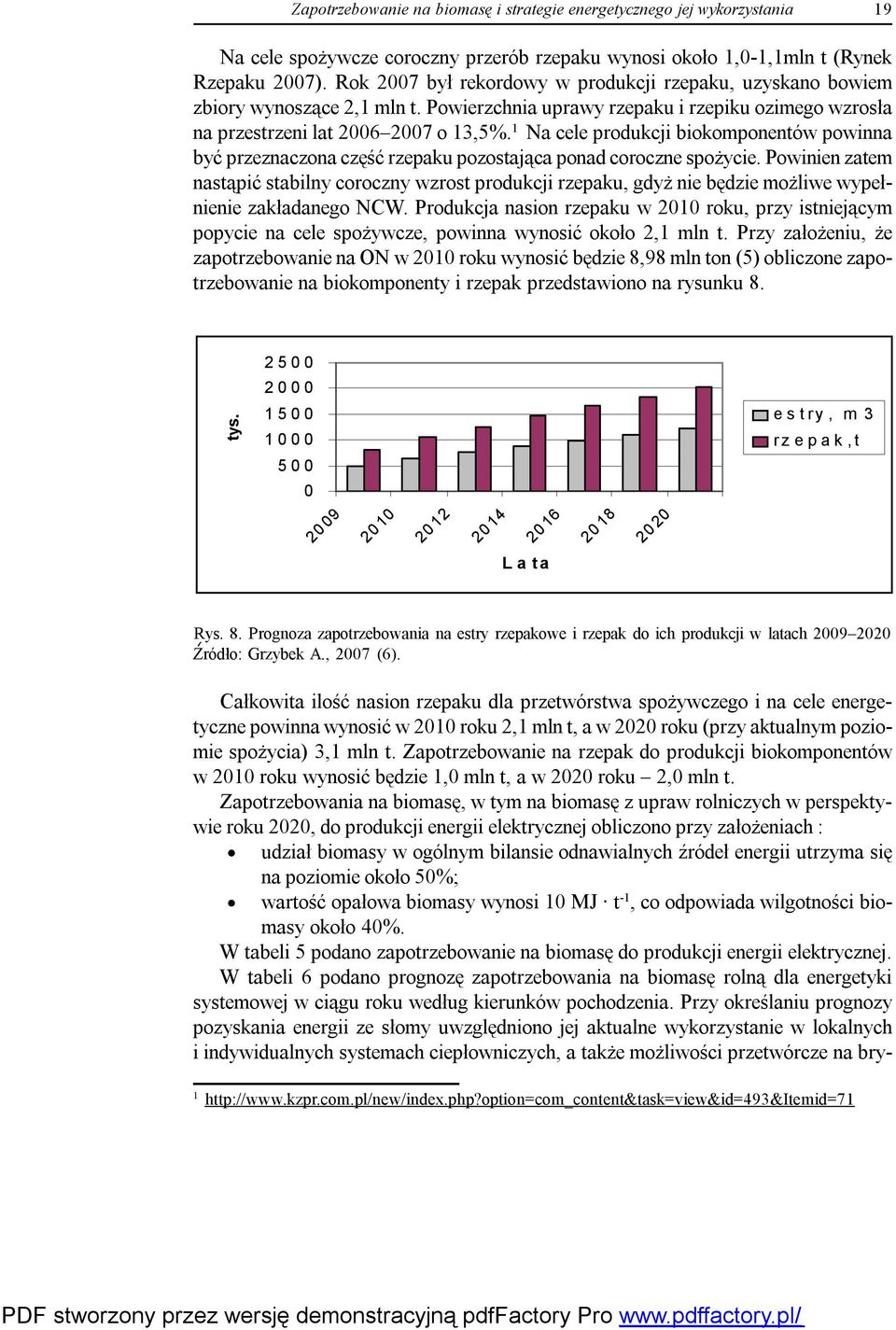 1 Na cele produkcji biokomponentów powinna być przeznaczona część rzepaku pozostająca ponad coroczne spożycie.