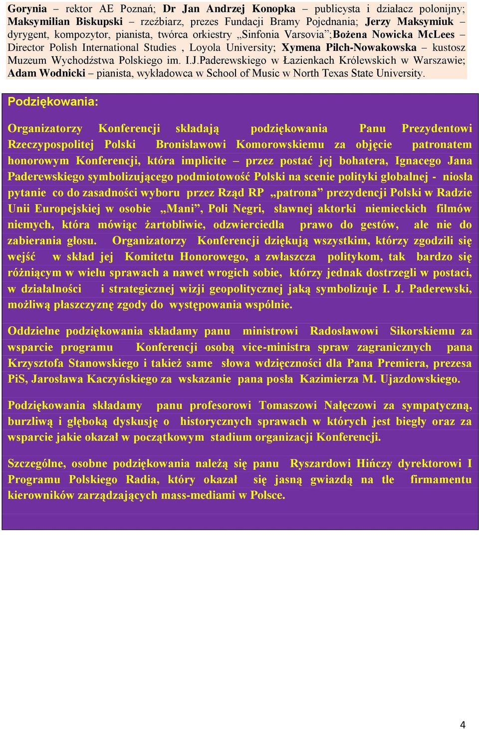 Paderewskiego w Łazienkach Królewskich w Warszawie; Adam Wodnicki pianista, wykładowca w School of Music w North Texas State University.