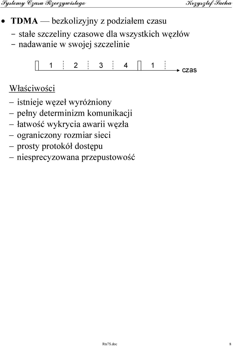 węzeł wyróżniony pełny determinizm komunikacji łatwość wykrycia awarii węzła