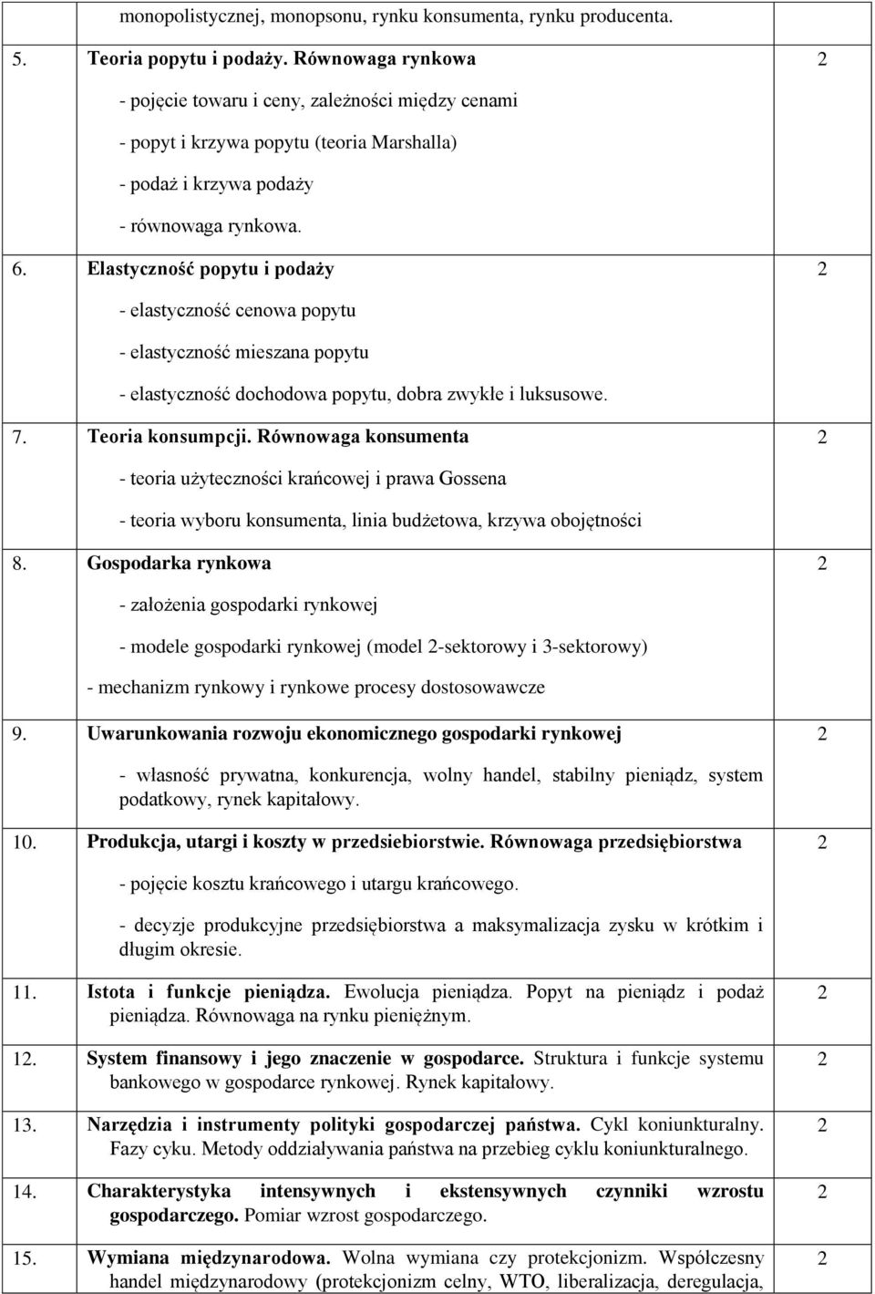 Elastyczność popytu i podaży - elastyczność cenowa popytu - elastyczność mieszana popytu - elastyczność dochodowa popytu, dobra zwykłe i luksusowe. 7. Teoria konsumpcji.