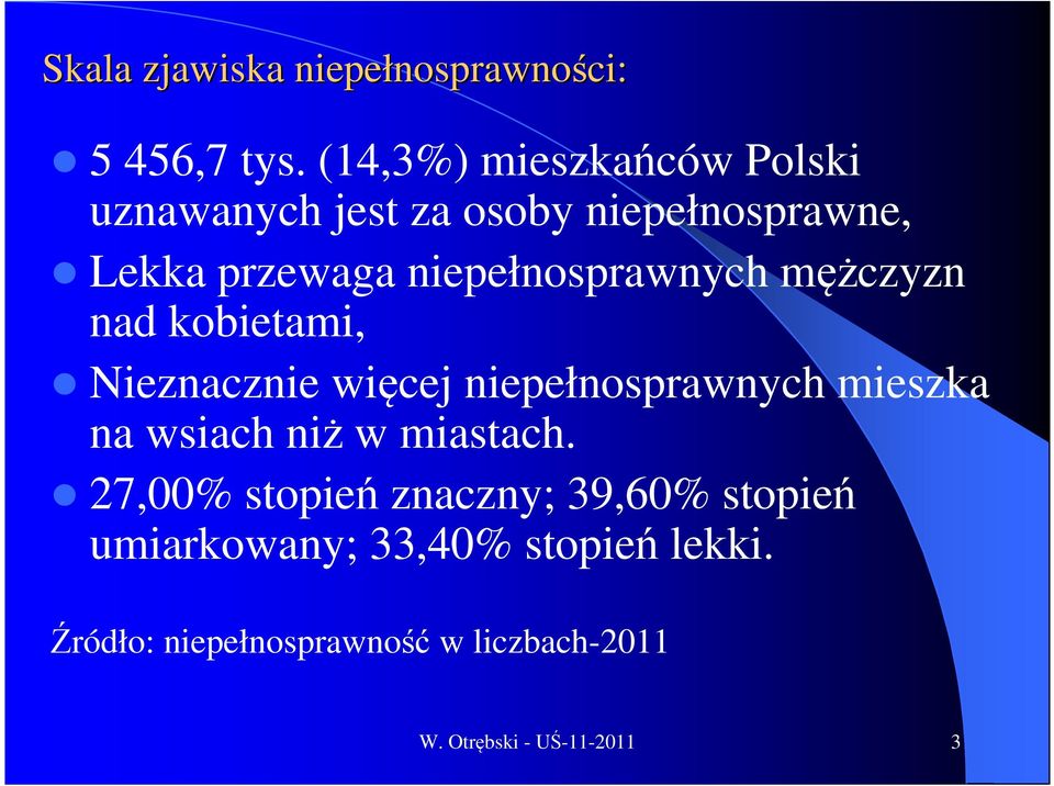 niepełnosprawnych mężczyzn nad kobietami, Nieznacznie więcej niepełnosprawnych mieszka na wsiach