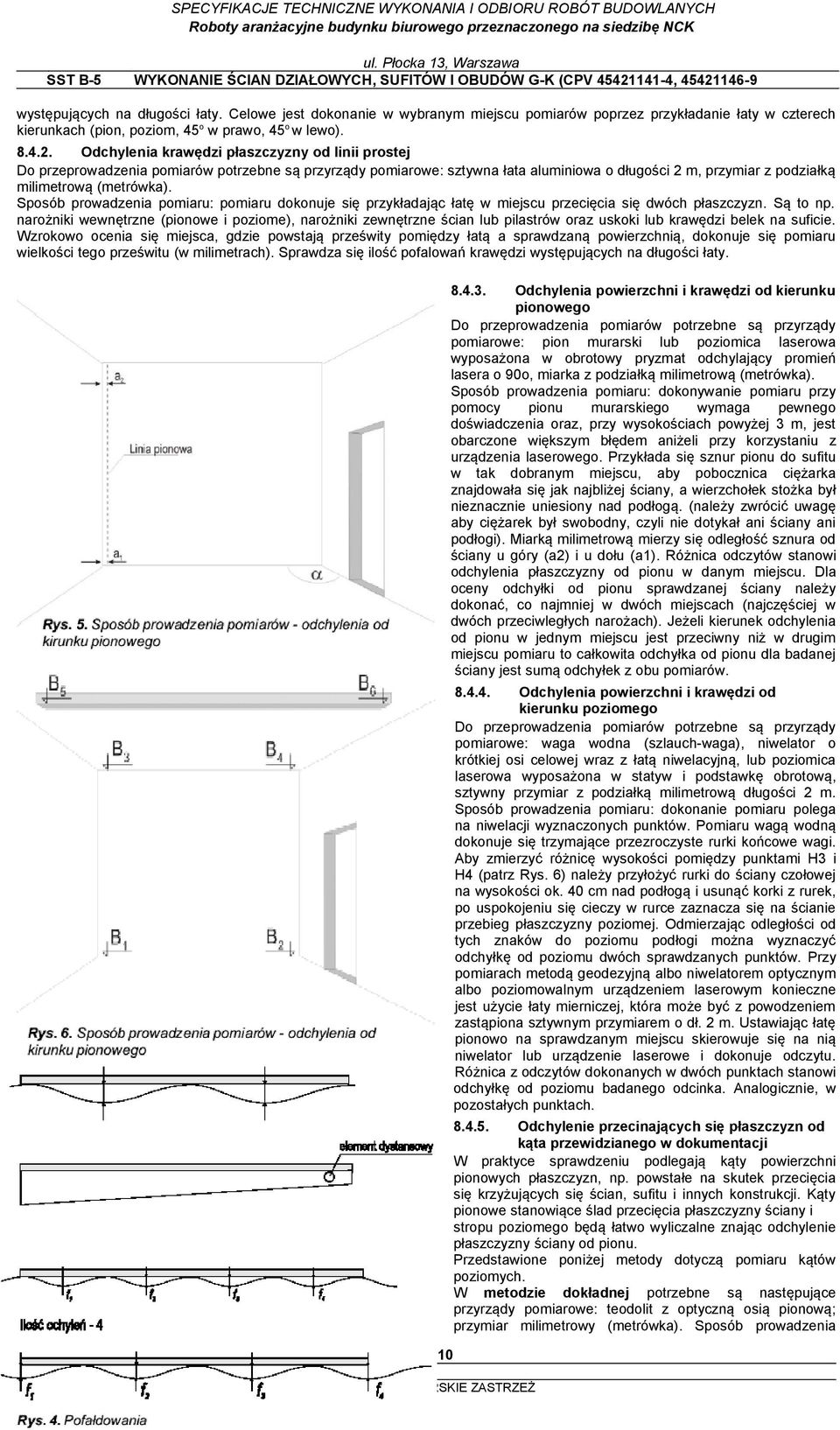 Sposób prowadzenia pomiaru: pomiaru dokonuje się przykładając łatę w miejscu przecięcia się dwóch płaszczyzn. Są to np.