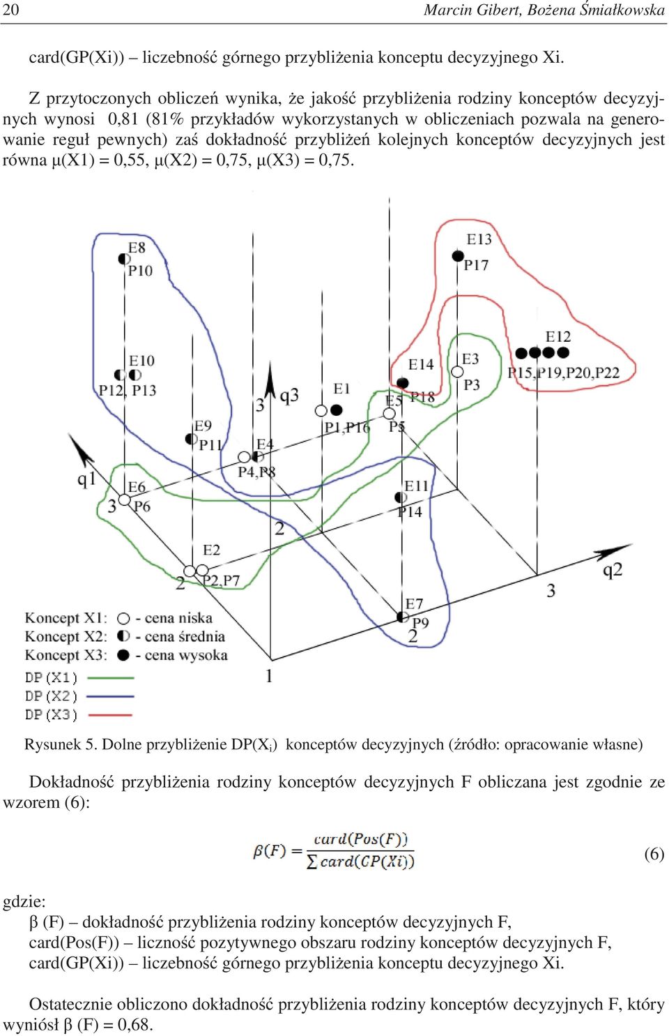 kolejnych konceptów decyzyjnych jest równa (X1) = 0,55, (X2) = 0,75, (X3) = 0,75. Rysunek 5.