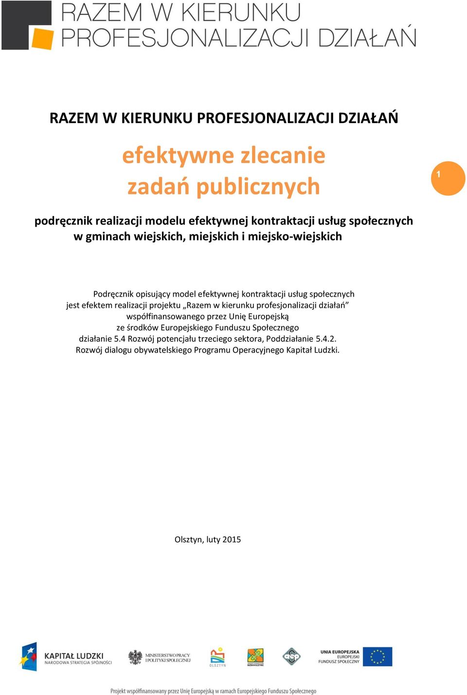 realizacji projektu Razem w kierunku profesjonalizacji działań współfinansowanego przez Unię Europejską ze środków Europejskiego Funduszu