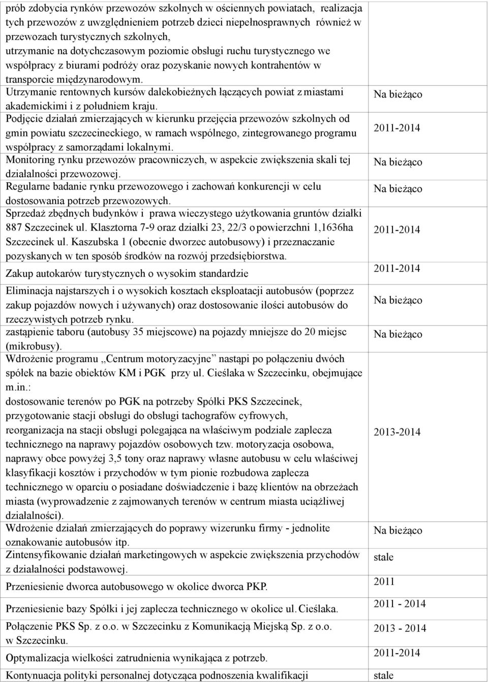 Utrzymanie rentownych kursów dalekobieżnych łączących powiat z miastami akademickimi i z południem kraju.