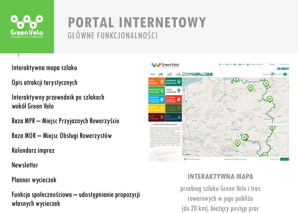 Rowerzystów Kalendarz imprez Newsletter Planner wycieczek Funkcja społecznościowa udostępnianie propozycji