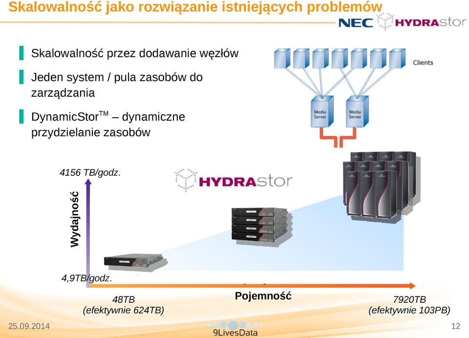 DynamicStorTM dynamiczne przydzielanie zasobów Wydajność 4156 TB/godz.